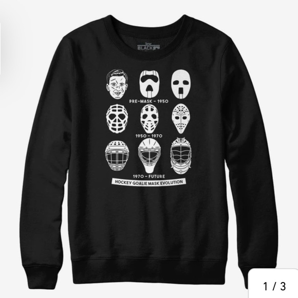 Hockey Goalie Mask Evolution Crewneck Sweatshirt- Size Medium - Picture 2 of 3